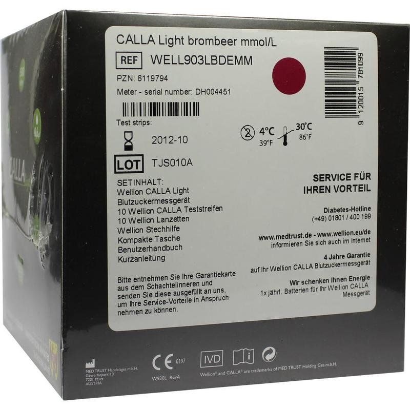 WELLION CALLA light Blutzuckermg.Set mmol/l bro.
