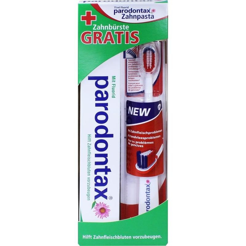 PARODONTAX mit Fluorid Zahnpasta+Zahnbürste