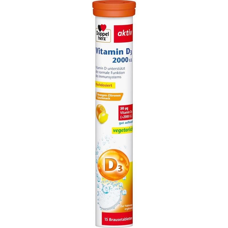 DOPPELHERZ Vitamin D3 2000 I.E. Brausetabletten