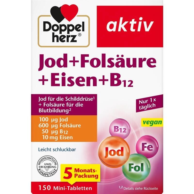 DOPPELHERZ Jod+Folsäure+Eisen+B12 Tabletten