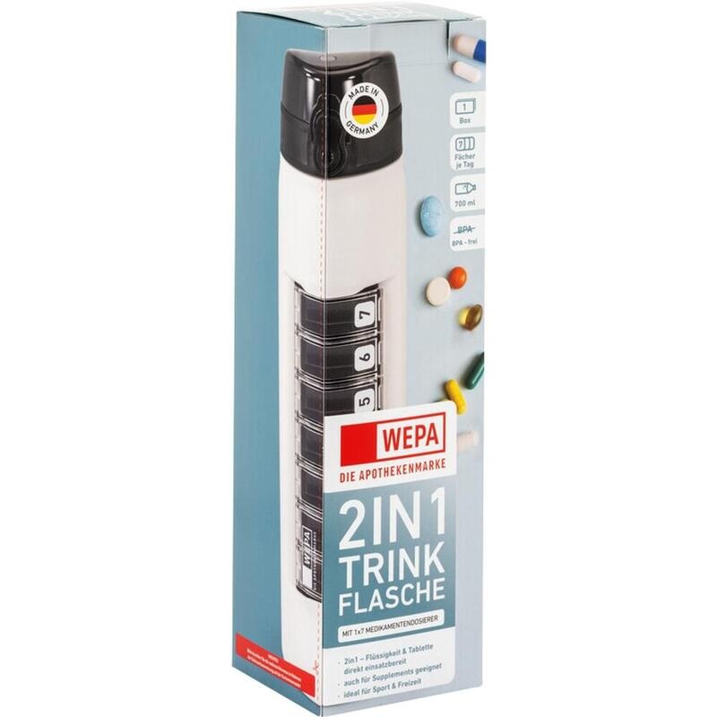 WEPA 2in1 Trinkflasche mit 1x7 Dosierer weiß