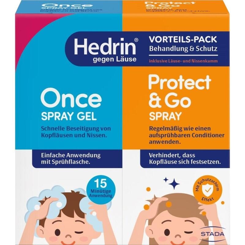 HEDRIN Once Spray Gel+Protect & Go Spray Kombip.