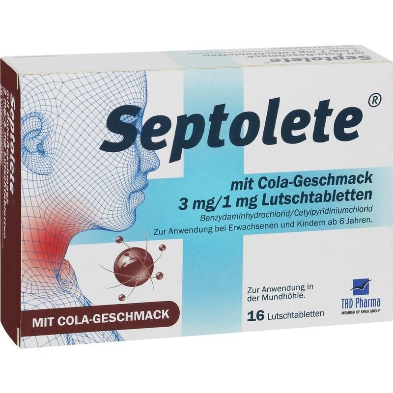SEPTOLETE m.Cola-Geschmack 3mg/1mg Lutschtabletten